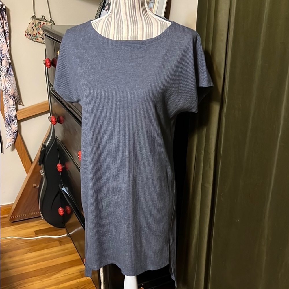 Eileen Fisher Blue Gray Relaxed ribbed T-Shirt Tunic